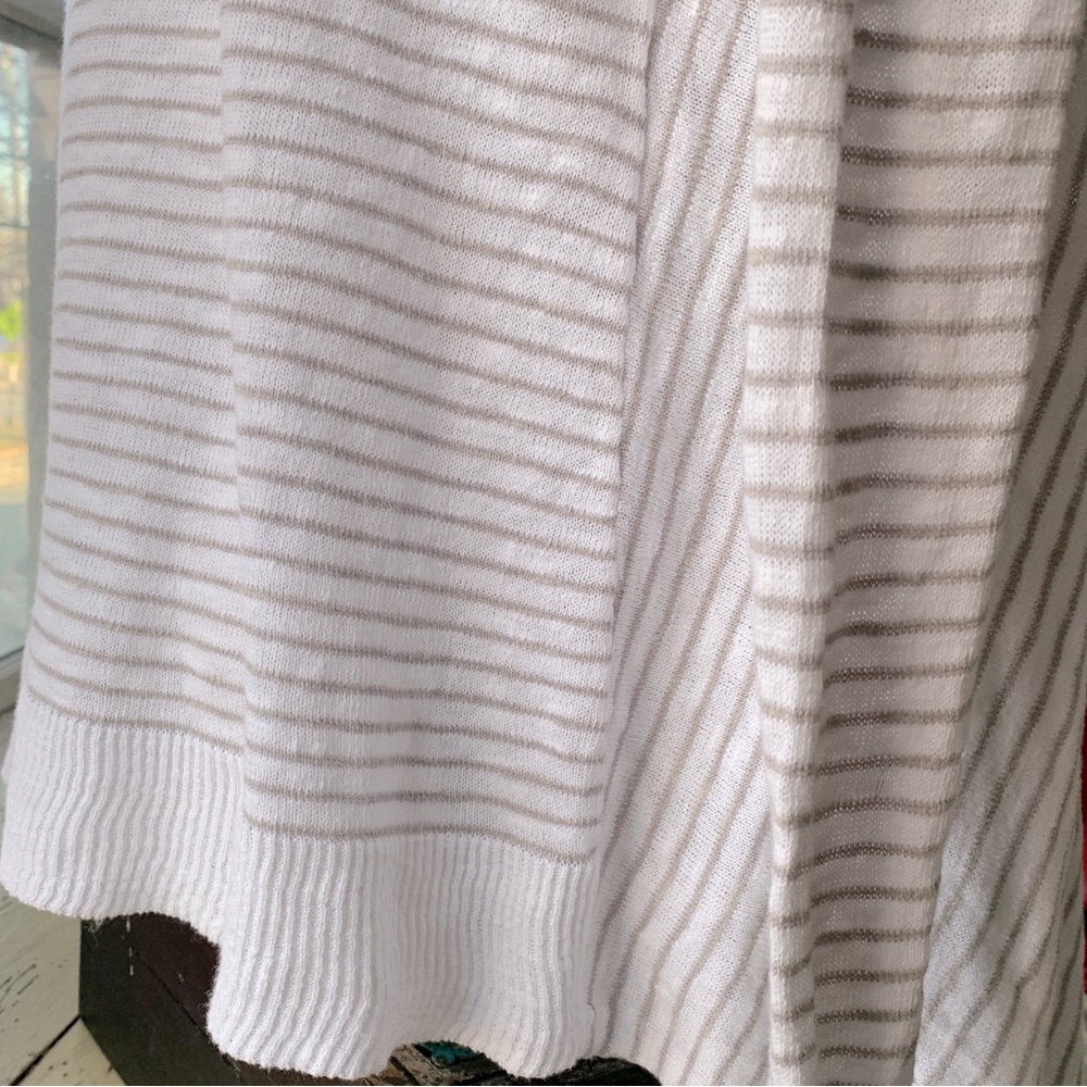 Eileen Fisher Linen gray & white striped open front cardigan S - Picture 9 of 10